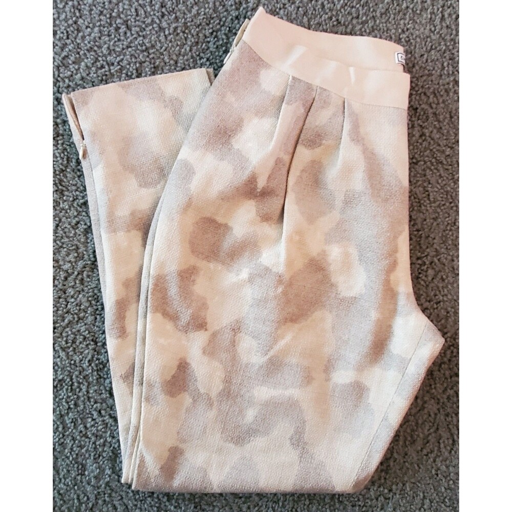 Chris Benz Runway Abstract Camo Pleated Silk Trousers - Size 12 (32" Waist)